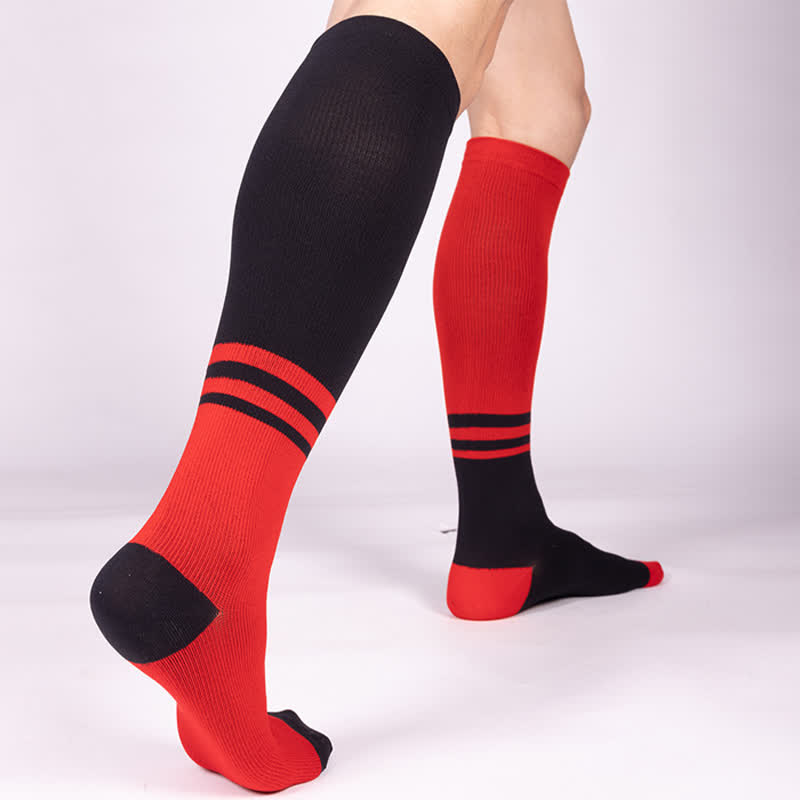 Striped Color Block Compression Socks(4 Pairs)