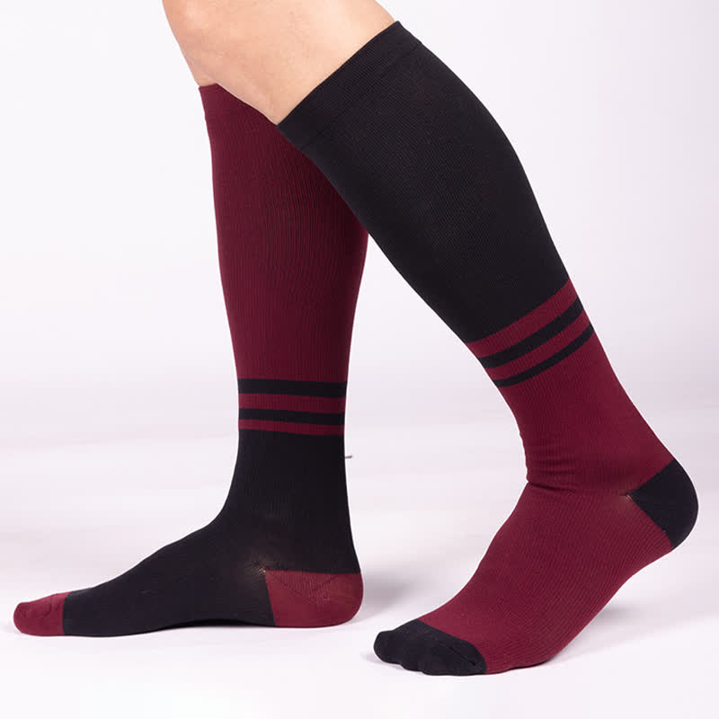 Striped Color Block Compression Socks(4 Pairs)