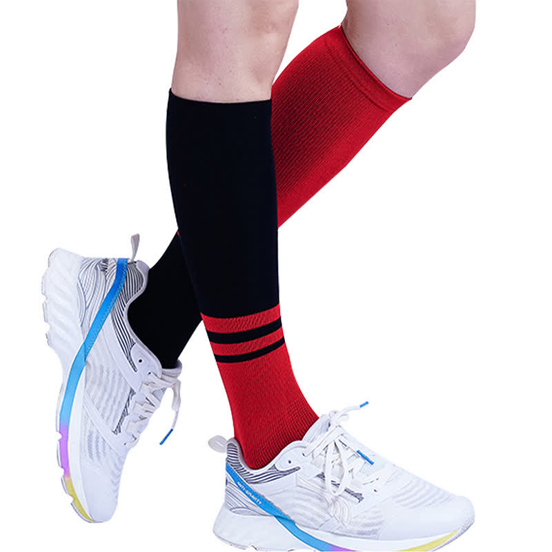 Striped Color Block Compression Socks(4 Pairs)