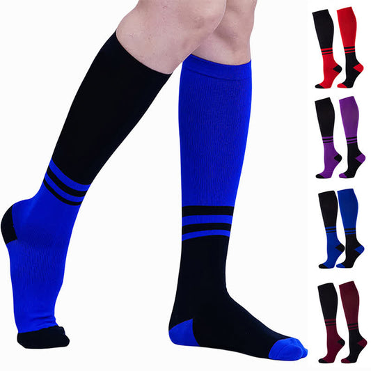 Striped Color Block Compression Socks(4 Pairs)