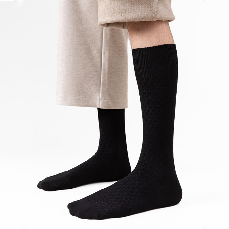 Solid Color Waffle Cotton Socks(5 Pairs)