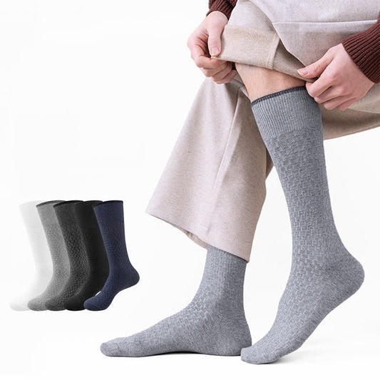 Solid Color Waffle Cotton Socks(5 Pairs)
