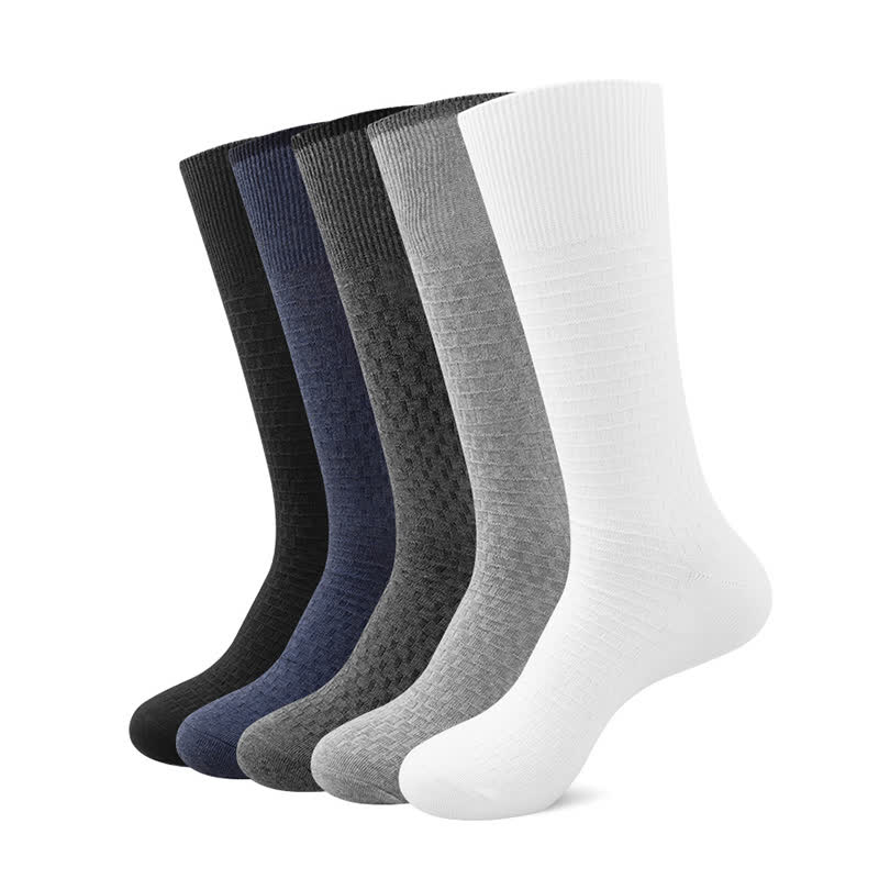 Solid Color Waffle Cotton Socks(5 Pairs)