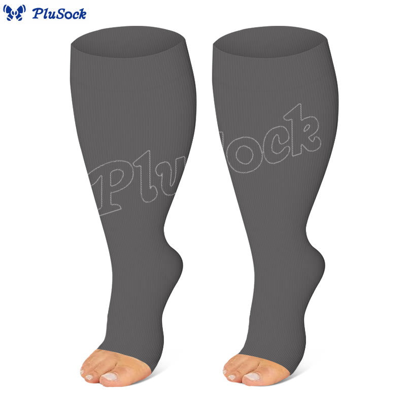 Plus Size Navy Blue Pink Open Toe Compression Socks(3 Pairs)