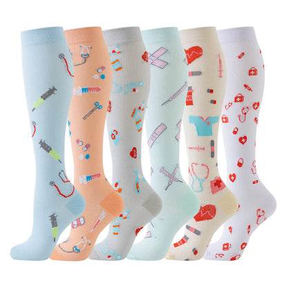 Plusock Medical Print Sweat-wicking Sports Compression Socks(6 Pairs) - image 0