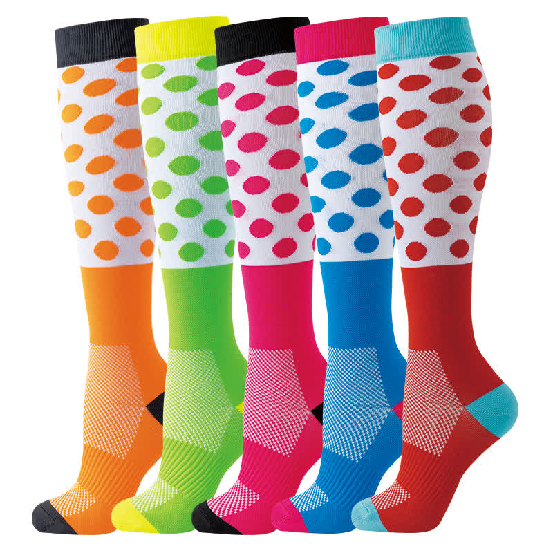 Plusock Colorful Circles Graphics Compression Socks(5 Pairs) - image 0