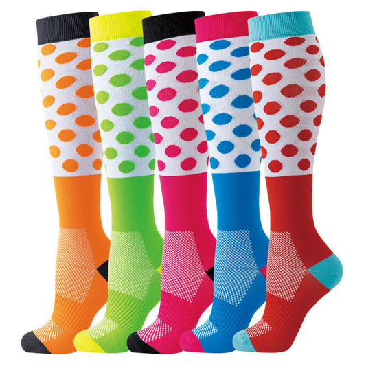 Plusock Colorful Circles Graphics Compression Socks(5 Pairs) - image 0