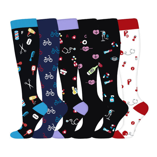 Plusock Medical Print Sweat-wicking Compression Socks(6 Pairs) - image 0
