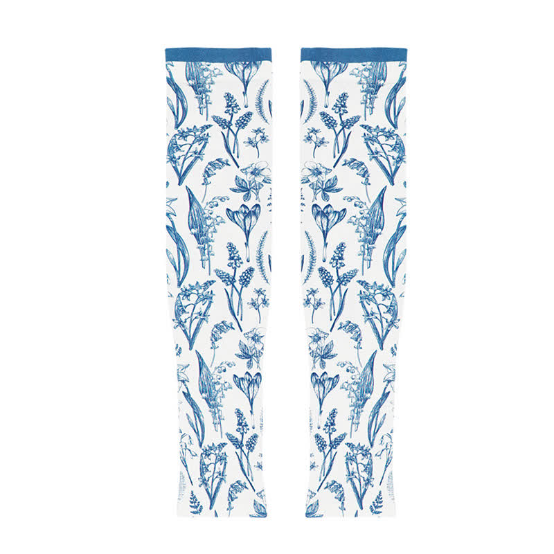 Floral Print Outdoor Sun Protection Arm Sleeves(3 Pairs)