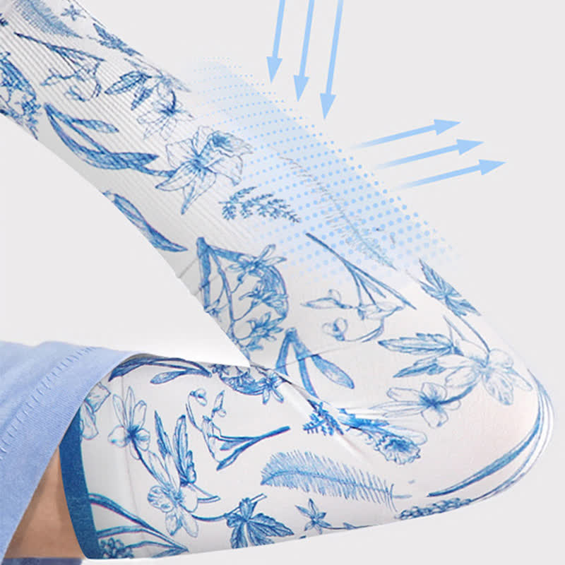 Floral Print Outdoor Sun Protection Arm Sleeves(3 Pairs)