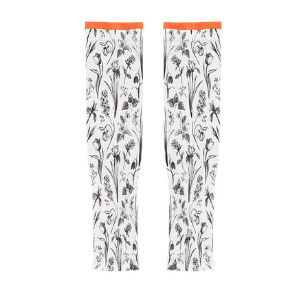 Floral Print Outdoor Sun Protection Arm Sleeves(3 Pairs)