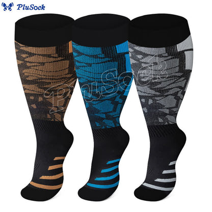 Plus Size Graphic Fitness Compression Socks(3 Pairs)