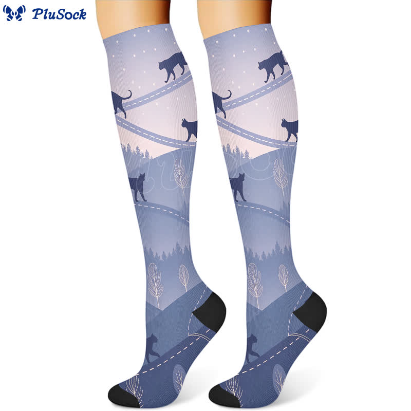 Cat Butterfly Floral Compression Socks(3 Pairs)