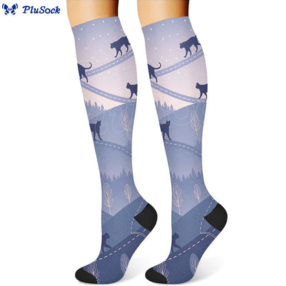 Cat Butterfly Floral Compression Socks(3 Pairs)