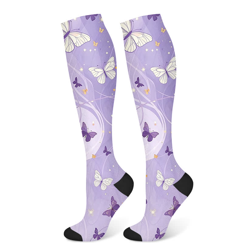Cat Butterfly Floral Compression Socks(3 Pairs)