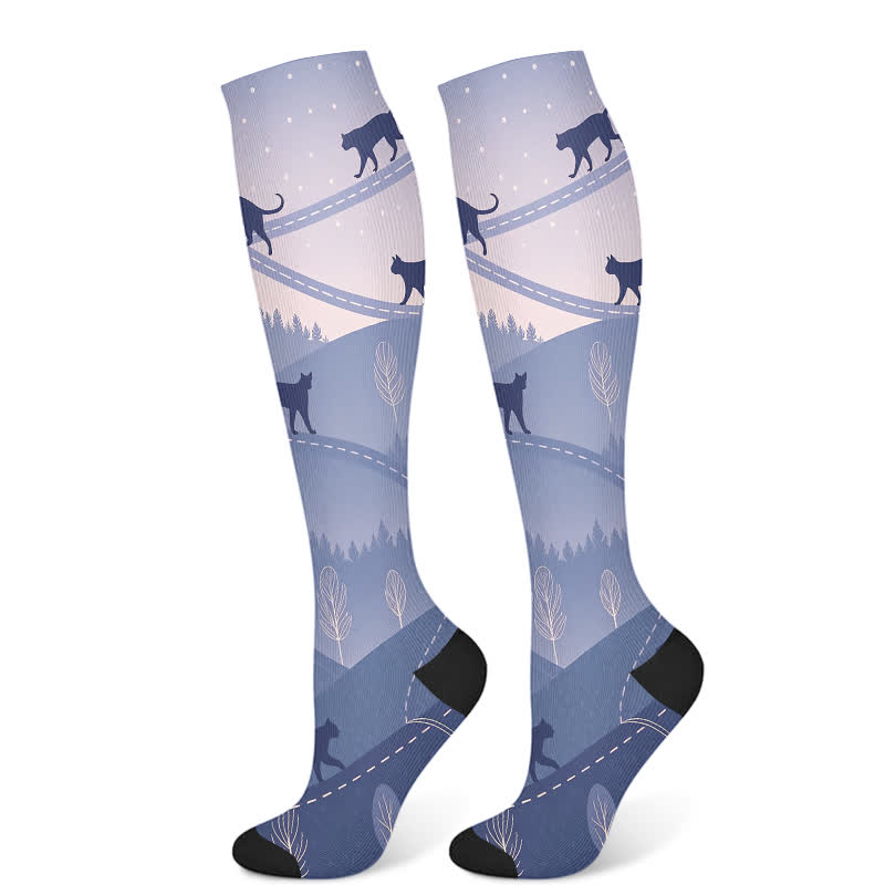 Cat Butterfly Floral Compression Socks(3 Pairs)