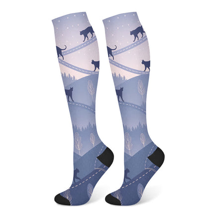Cat Butterfly Floral Compression Socks(3 Pairs)