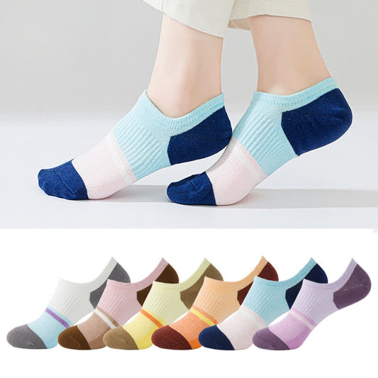Color Stitching Sports Breathable Ankle Compression Socks(6 Pairs)