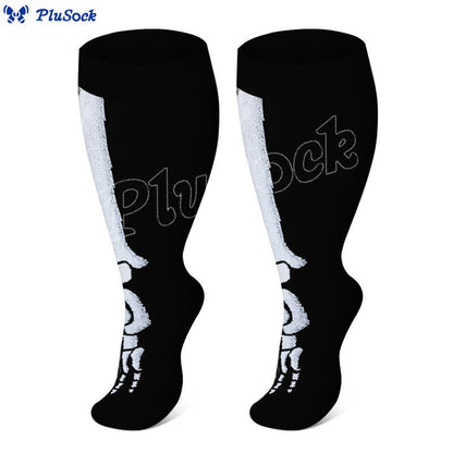 Plusock Plus Size Skull Print Compression Socks - image 2