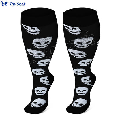 Plus Size Skull Print Compression Socks(3 Pairs)