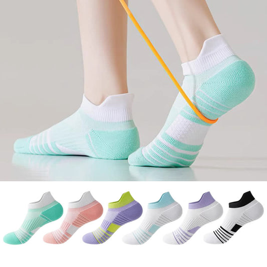 Striped Sweat-wicking Cotton Sports Ankle Compression Socks(6 Pairs)