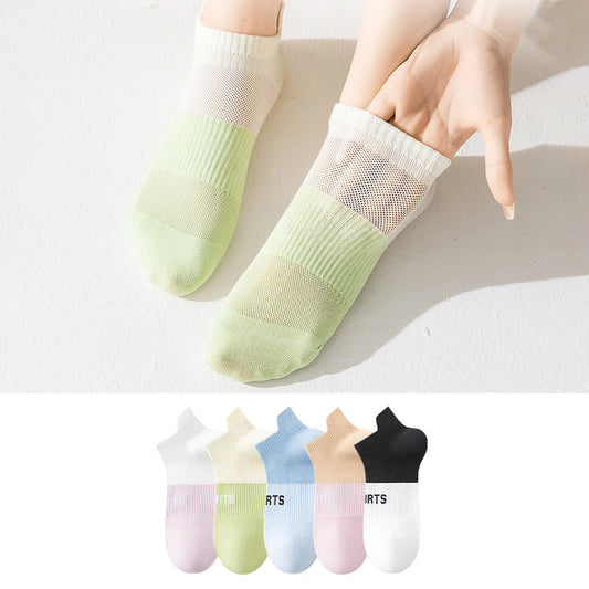 Letter Thin Breathable Sports Ankle Compression Socks(5 Pairs)