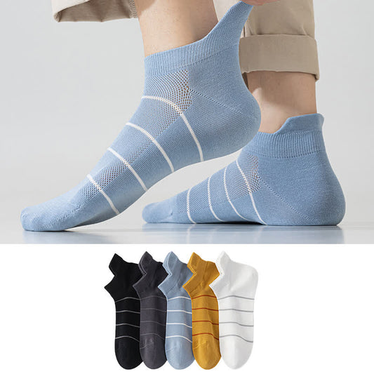 Striped Cotton Mesh Breathable  Ankle Compression Socks(5 Pairs)