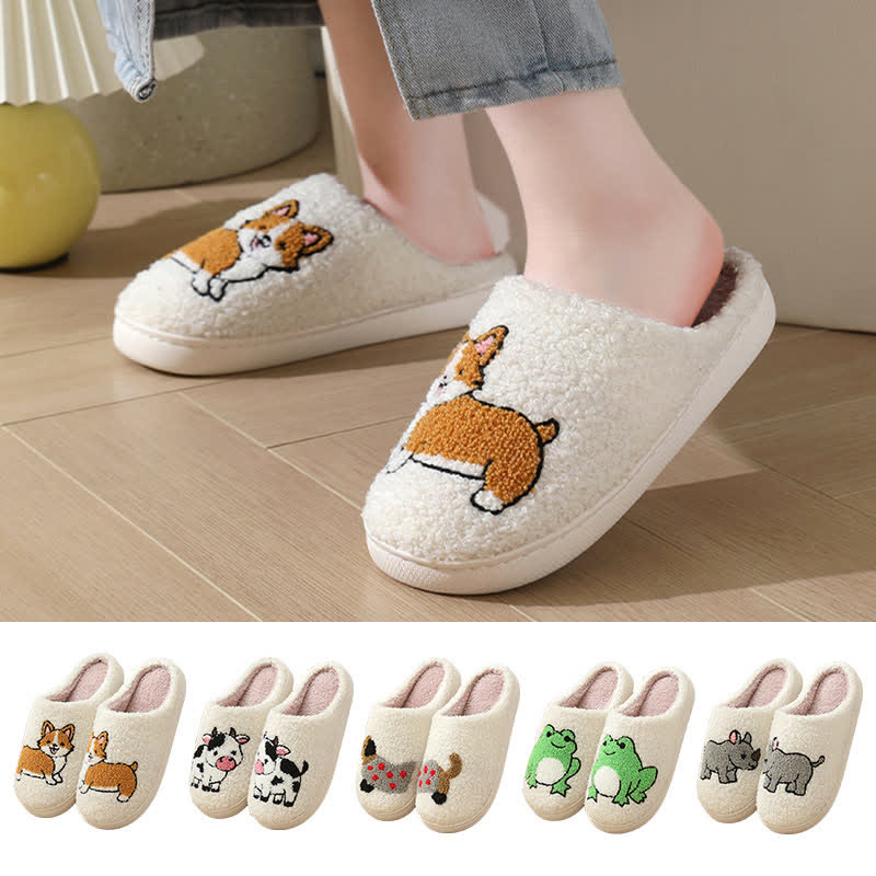 Plus Size Plush Animal Print Slippers