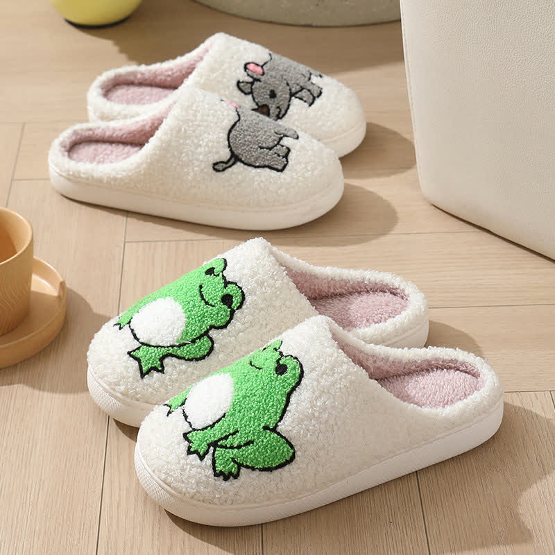 Plus Size Plush Animal Print Slippers