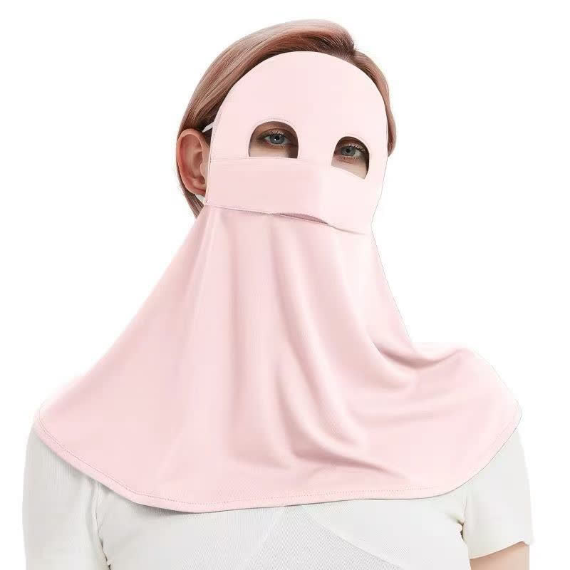Solid Color Sun Protection Face Mask with Neck Flap