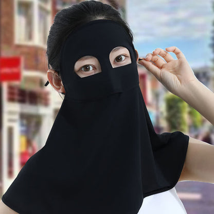 Solid Color Sun Protection Face Mask with Neck Flap