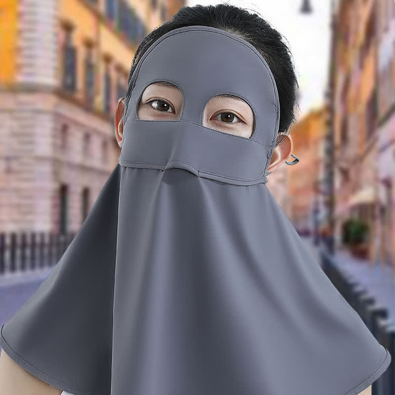 Solid Color Sun Protection Face Mask with Neck Flap
