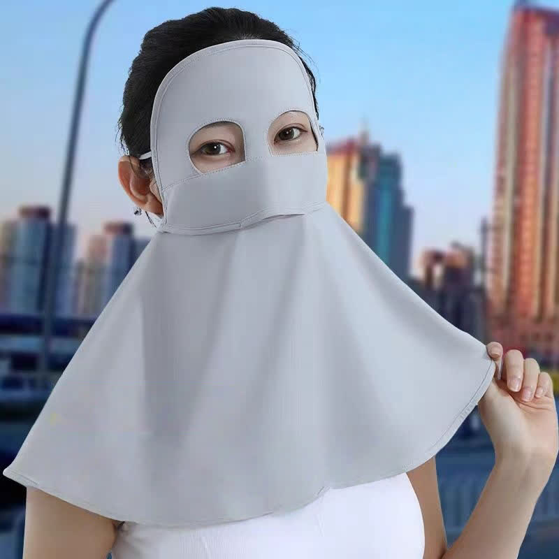 Solid Color Sun Protection Face Mask with Neck Flap