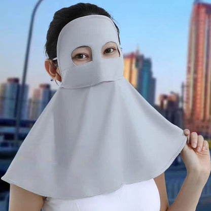 Solid Color Sun Protection Face Mask with Neck Flap
