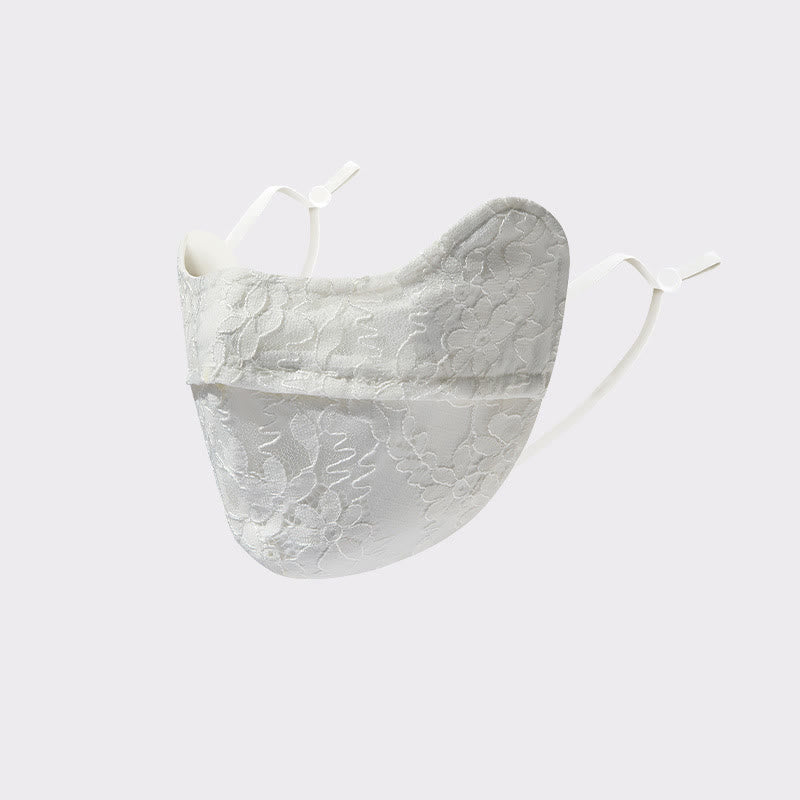 Flower Embroidered Lace Sun Mask