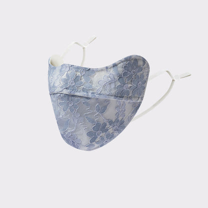 Flower Embroidered Lace Sun Mask