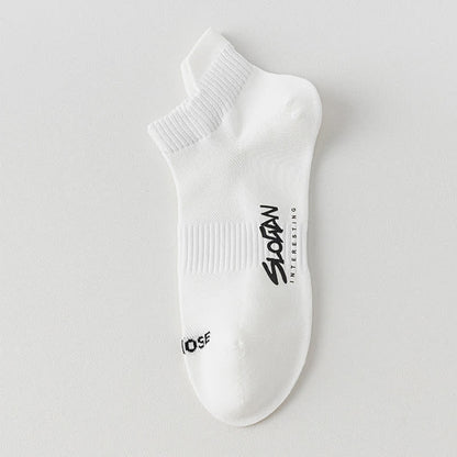 Letter Print Mesh Thin Sport Ankle Socks(5 Pairs)