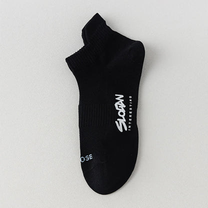 Letter Print Mesh Thin Sport Ankle Socks(5 Pairs)