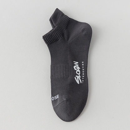 Letter Print Mesh Thin Sport Ankle Socks(5 Pairs)