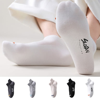 Letter Printed Thin Cotton Sports Ankle Socks(5 Pairs)