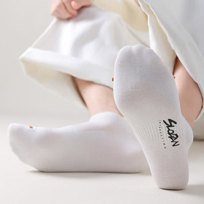 Letter Printed Thin Cotton Sports Ankle Socks(5 Pairs)