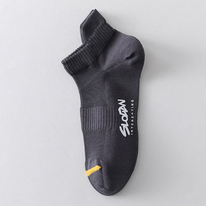 Letter Printed Thin Cotton Sports Ankle Socks(5 Pairs)
