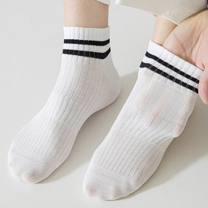 Striped Thin Cotton Breathable Ankle Sports Socks(6 Pairs)