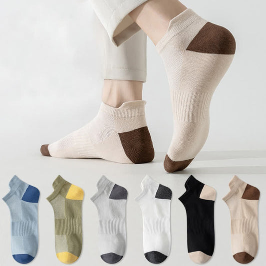 Plus Size Color Block Breathable Sport Ankle Socks(6 Pairs)