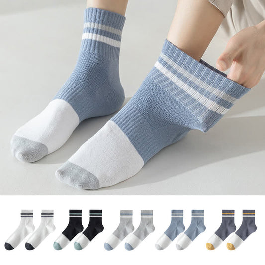 Plus Size Striped Cotton Quarter Socks(5 Pairs)