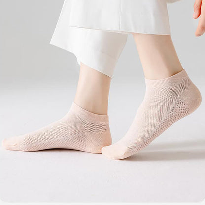 Thin Breathable Sweat-absorbent Mesh Cotton Ankle Socks(5 Pairs)