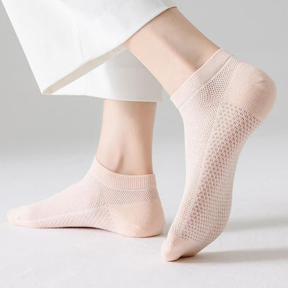 Thin Breathable Sweat-absorbent Mesh Cotton Ankle Socks(5 Pairs)