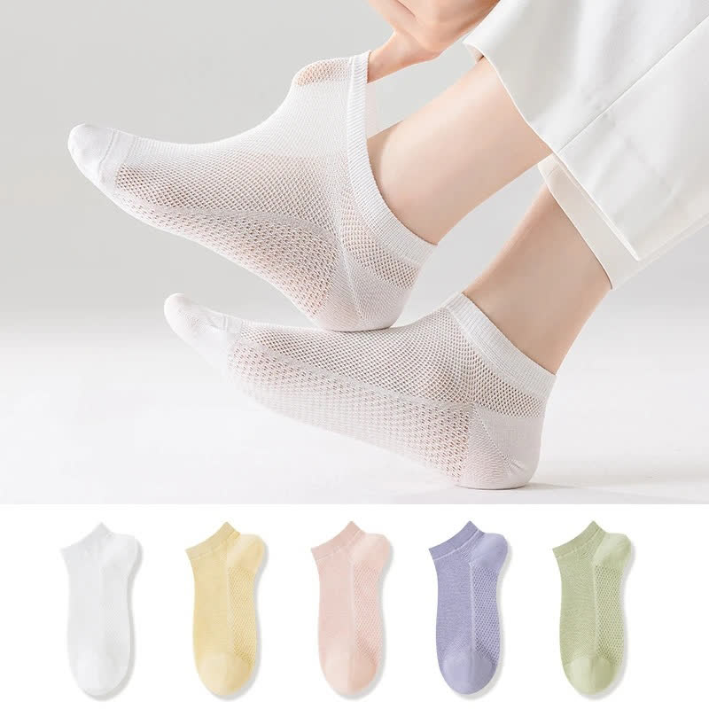 Thin Breathable Sweat-absorbent Mesh Cotton Ankle Socks(5 Pairs)