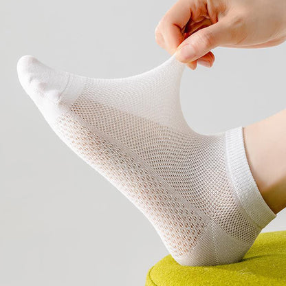 Thin Breathable Sweat-absorbent Mesh Cotton Ankle Socks(5 Pairs)