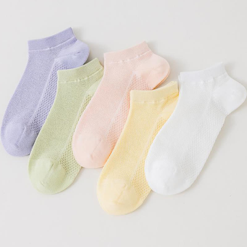 Thin Breathable Sweat-absorbent Mesh Cotton Ankle Socks(5 Pairs)